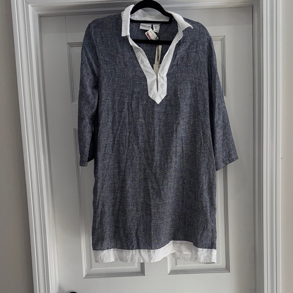 NWT Rachel Zoe Gray and White Casual Dress/ Bathing Suit Cover Up with pockets